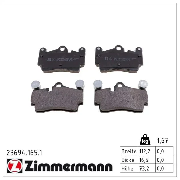 Sada brzdových destiček, kotoučová brzda ZIMMERMANN 23694.165.1