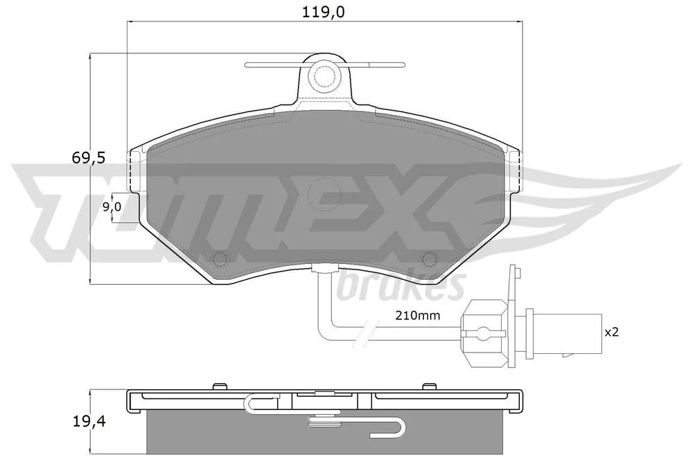 Sada brzdových destiček, kotoučová brzda Tomex Brakes TX13-121