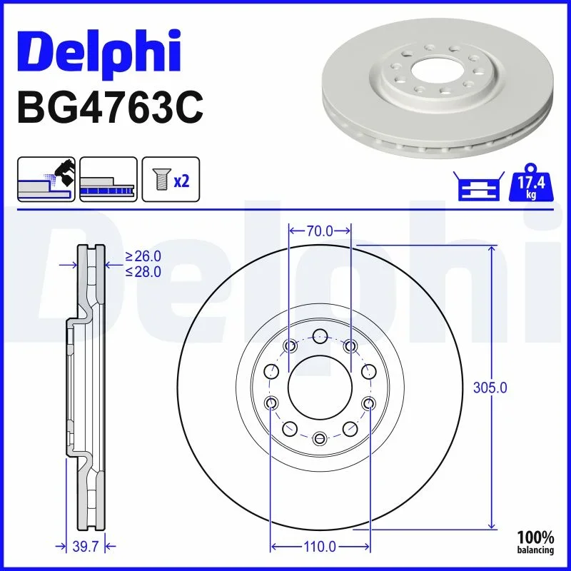 Brzdový kotouč DELPHI BG4763C