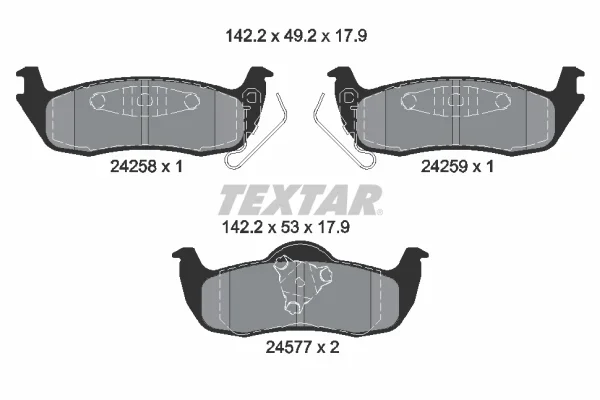 Sada brzdových destiček, kotoučová brzda TEXTAR 2425801