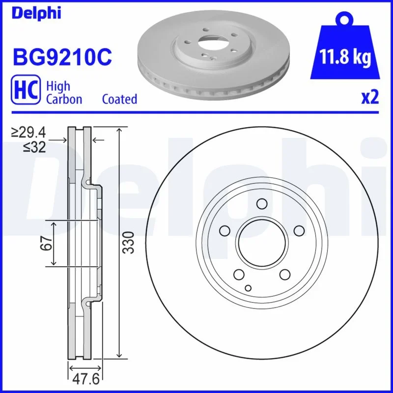 Brzdový kotouč DELPHI BG9210C