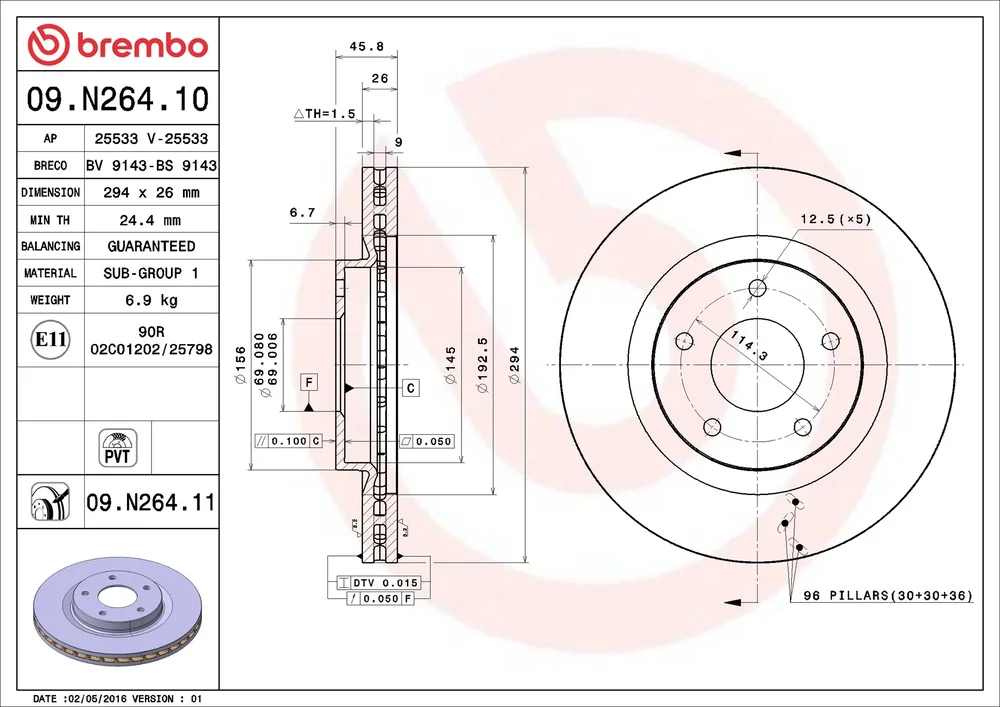 Brzdový kotouč BREMBO 09.N264.11