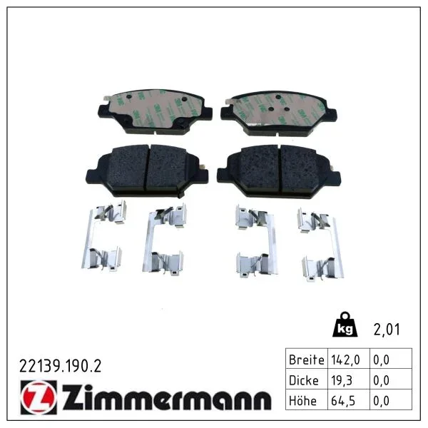 Sada brzdových destiček, kotoučová brzda ZIMMERMANN 22139.190.2