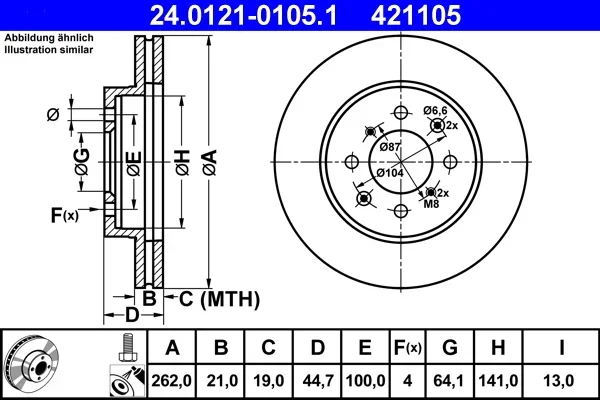 Brzdový kotouč ATE 24.0121-0105.1