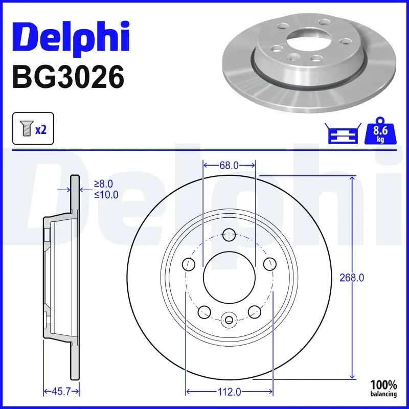 Brzdový kotouč DELPHI BG3026