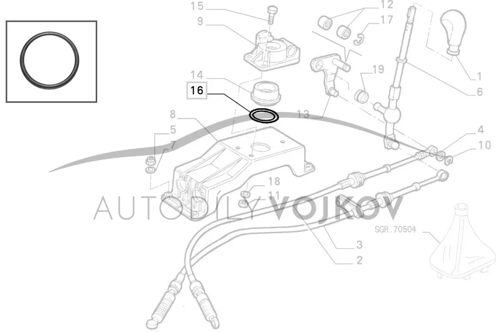 Těsnění hermetické řadící páky v:1242