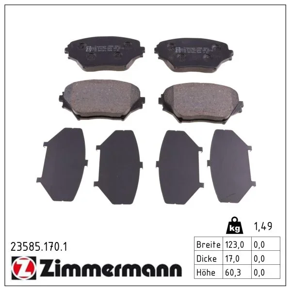 Sada brzdových destiček, kotoučová brzda ZIMMERMANN 23585.170.1