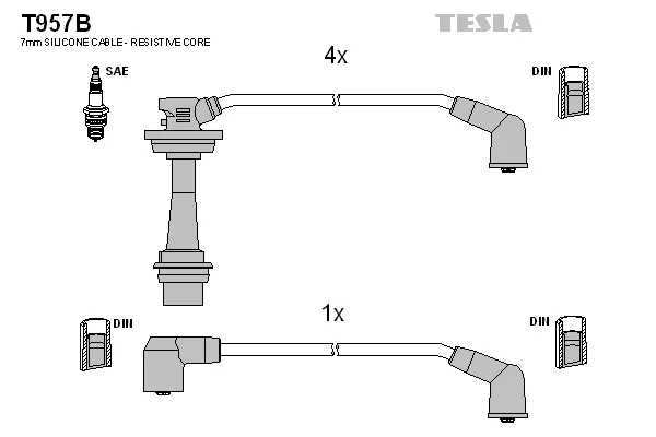 Sada kabelů pro zapalování TESLA T957B – OE 33705-64B10
