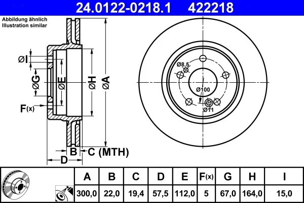 Brzdový kotouč ATE 24.0122-0218.1