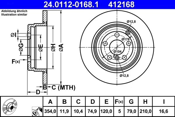 Brzdový kotouč ATE 24.0112-0168.1 – OE SDB000211