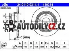 AT 410314 P/L brzdový kotouč ATE