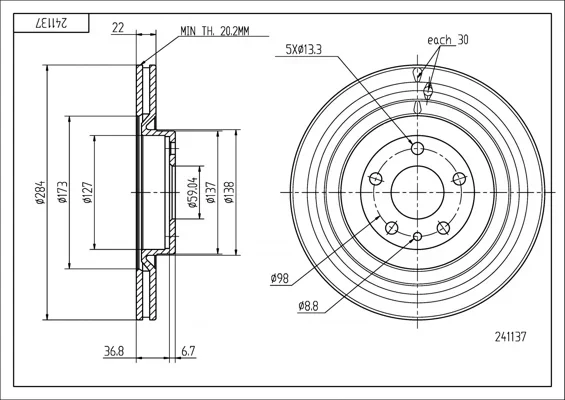 BRZ.KOTOUČ /P/ALFA 147 1.9 01-10/LAK/KPL HART 241137 BRZ.KOTOUČ /P/ALFA 147 1.9 01-10/LAK/KPL HART 241137