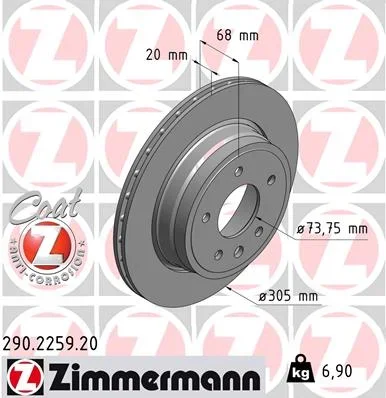 Brzdový kotouč ZIMMERMANN 290.2259.20