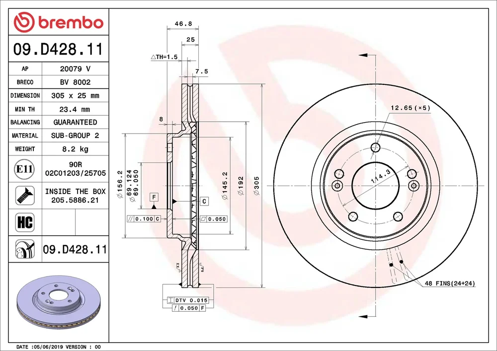 Brzdový kotouč BREMBO 09.D428.11