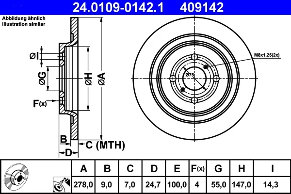 Brzdový kotouč ATE 24.0109-0142.1 – OE 42431-0D060