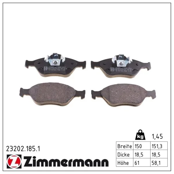 Sada brzdových destiček, kotoučová brzda ZIMMERMANN 23202.185.1