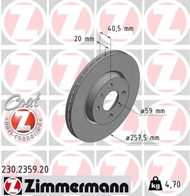 Brzdový kotouč ZIMMERMANN 230.2359.20