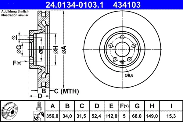 Brzdový kotouč ATE 24.0134-0103.1