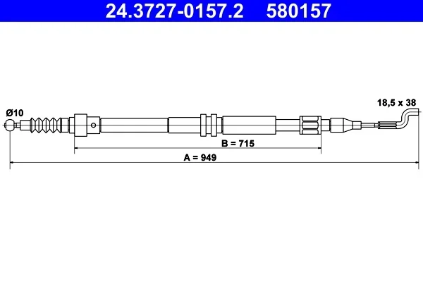 Tazne lanko, parkovaci brzda ATE 24.3727-0157.2 – OE 7D0609701