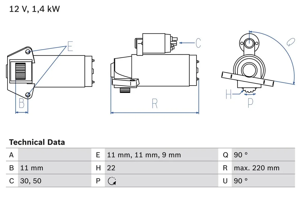 BO 0986022561 Startér BOSCH-výměnný díl