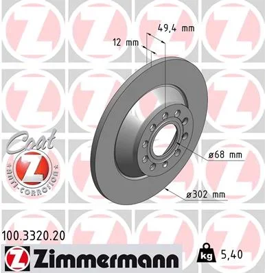 Brzdový kotouč ZIMMERMANN 100.3320.20 – OE 4F0615601E