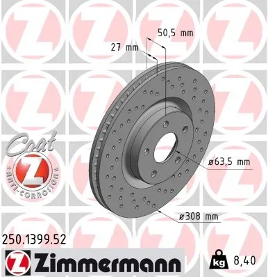 Kotouč brzdový ZIMMERMANN 250.1399.52