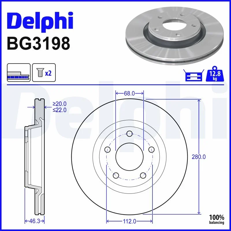 Brzdový kotouč DELPHI BG3198
