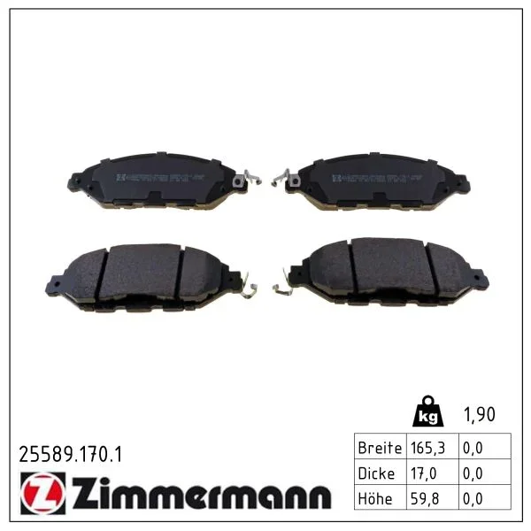 Sada brzdových destiček, kotoučová brzda ZIMMERMANN 25589.170.1