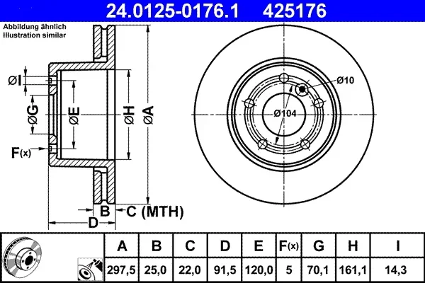 Brzdový kotouč ATE 24.0125-0176.1 – OE SDB000380