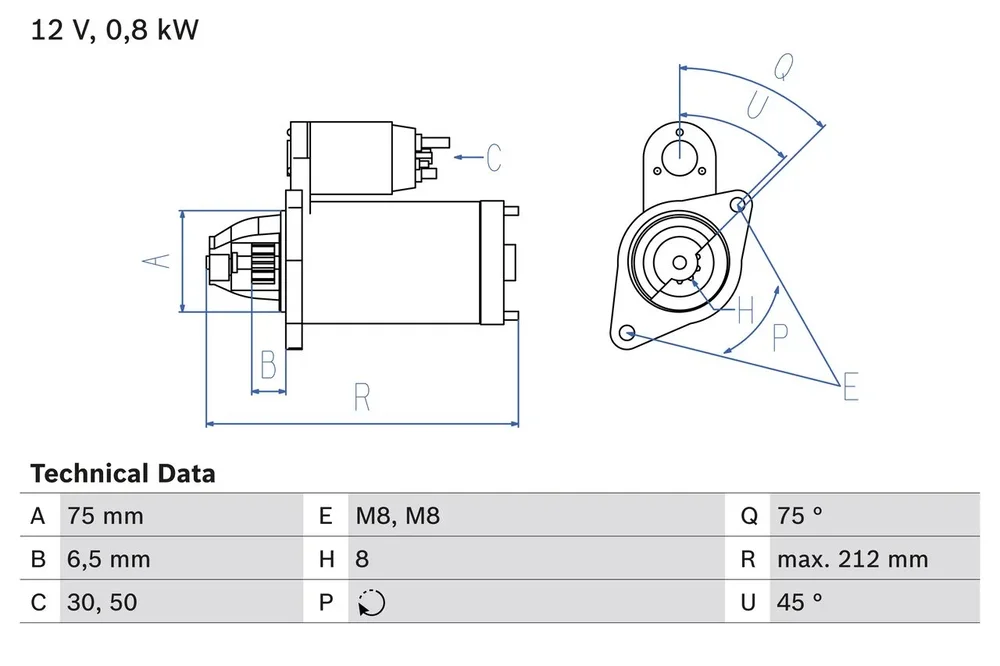 BO 0986014371 Startér BOSCH-výměnný díl