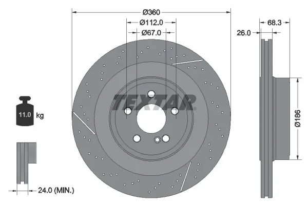 Brzdový kotouč TEXTAR 92283805 – OE A2124230412