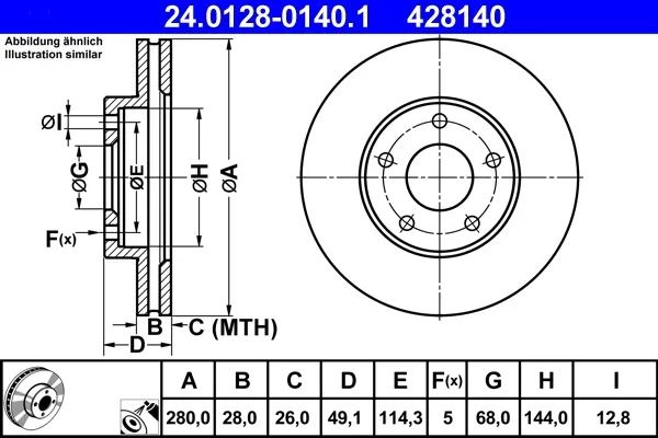 Brzdový kotouč ATE 24.0128-0140.1
