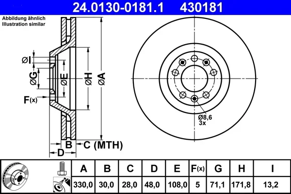 Brzdový kotouč ATE 24.0130-0181.1