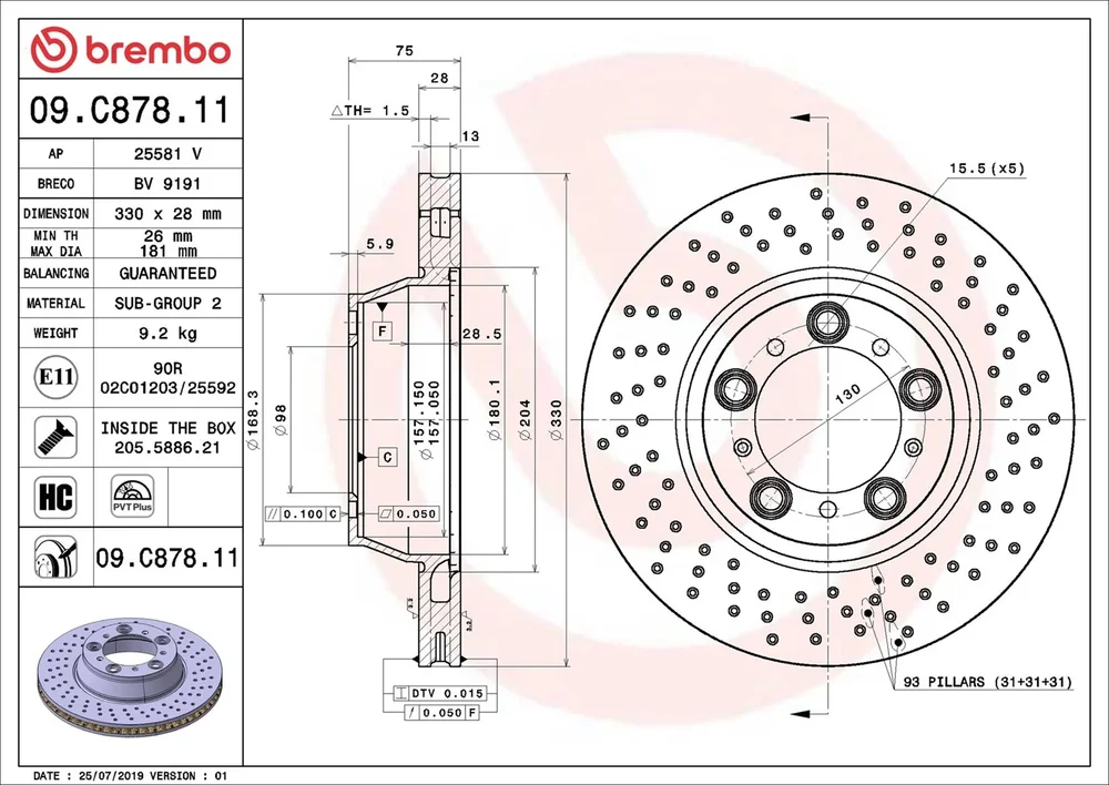Brzdový kotouč BREMBO 09.C878.11