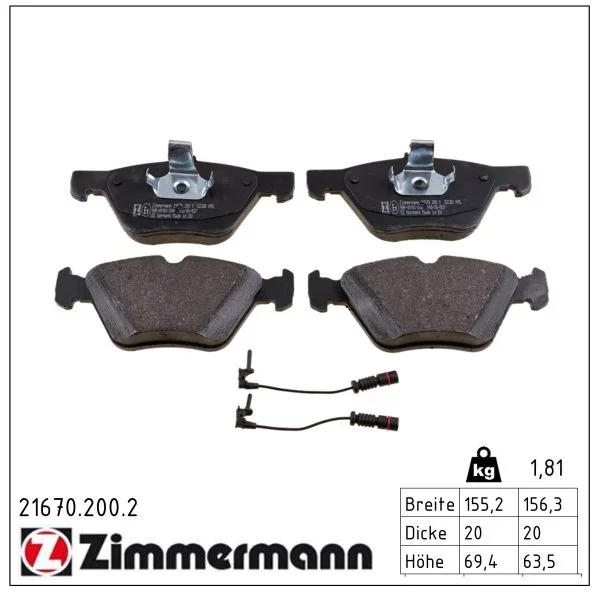 Sada brzdových destiček, kotoučová brzda ZIMMERMANN 21670.200.2