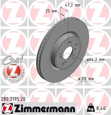 Brzdový kotouč ZIMMERMANN 280.3195.20