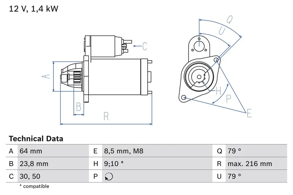 BO 0986022730 Startér BOSCH-výměnný díl
