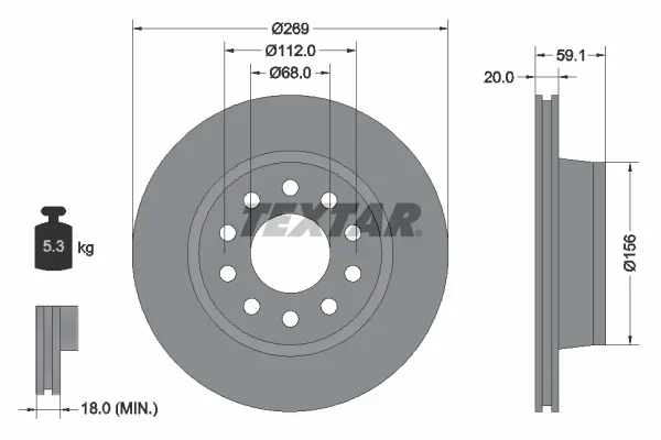 Brzdový kotouč TEXTAR 92068400 – OE 857615601