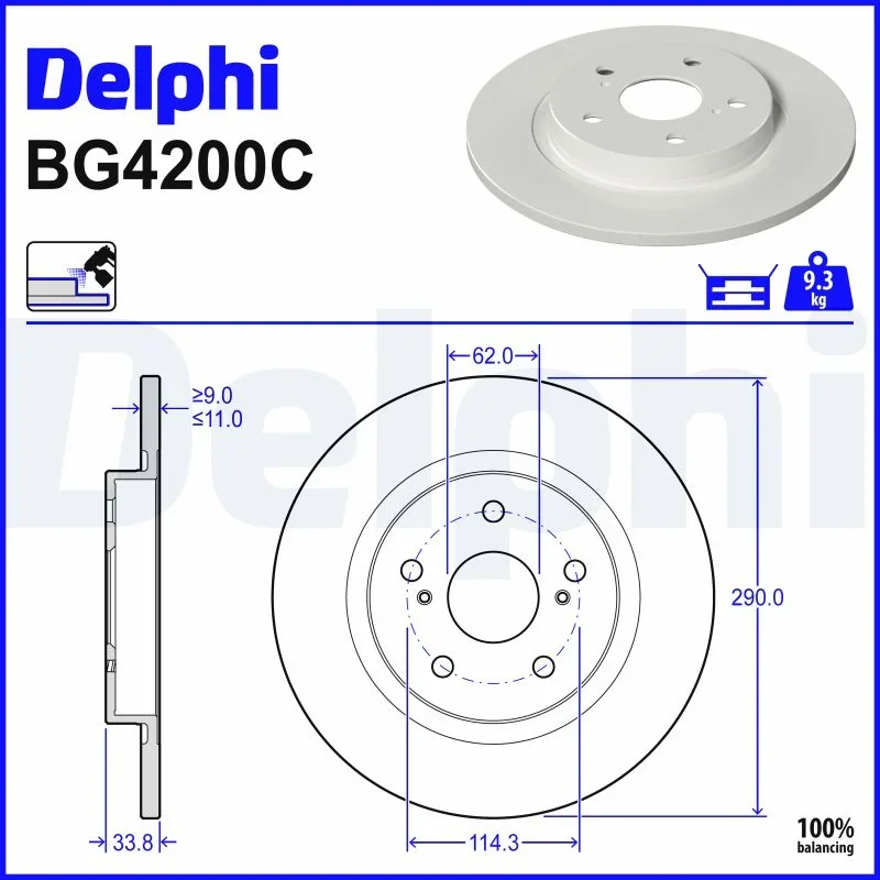 Brzdový kotouč DELPHI BG4200C – OE 42431-05070