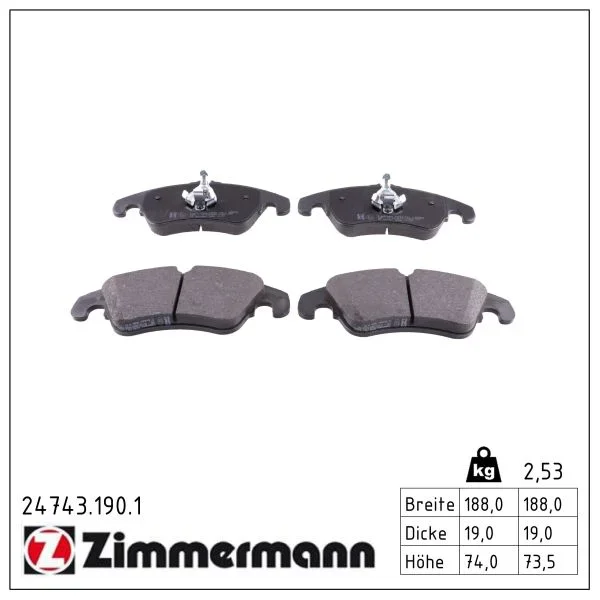 Sada brzdových destiček, kotoučová brzda ZIMMERMANN 24743.190.1