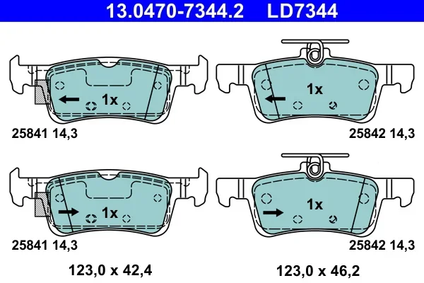 Sada brzdových destiček, kotoučová brzda ATE 13.0470-7344.2