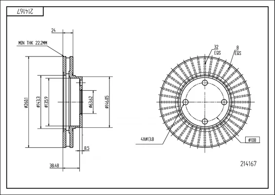 BRZ.KOTOUČ /P/ MONDEO 93- 260/24/22.2 HART 214167
