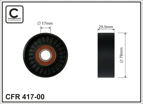 Napinaci kladka, zebrovany klinovy remen CAFFARO 417-00 Napinaci kladka, zebrovany klinovy remen CAFFARO 417-00