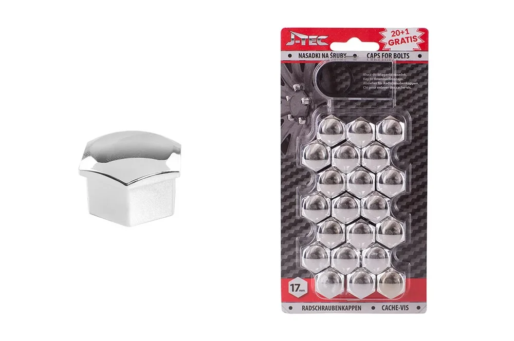 Sada krytek pro šrouby kol 17 mm - chromové J-TEC G21300