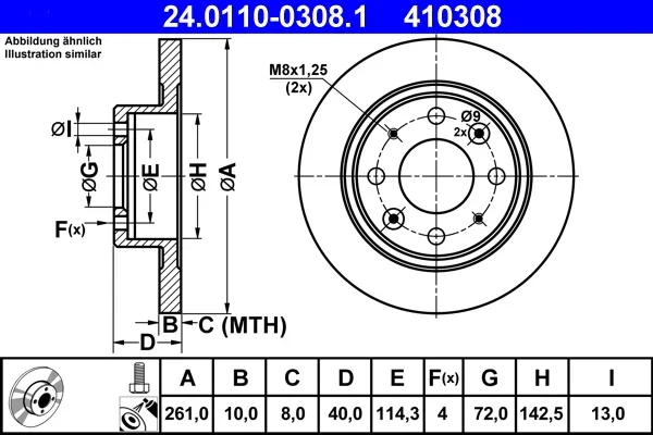 Brzdový kotouč ATE 24.0110-0308.1