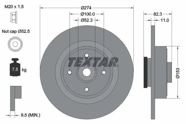 Brzdový kotouč TEXTAR 92141403