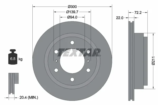 Brzdový kotouč TEXTAR 92135103 – OE MR418067