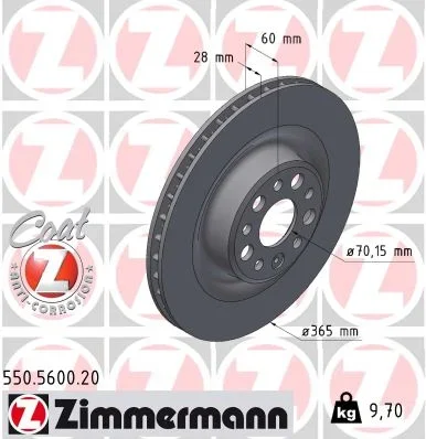 Kotouč brzdový ZIMMERMANN 550.5600.20 Kotouč brzdový ZIMMERMANN 550.5600.20