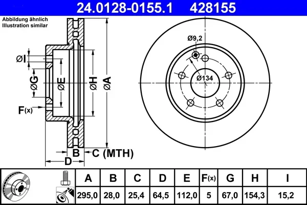 Brzdový kotouč ATE 24.0128-0155.1